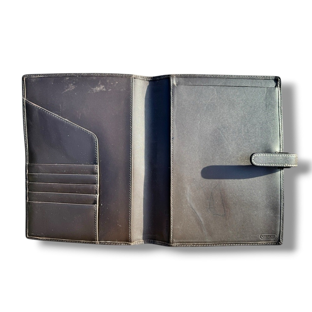 Y2k Coach Signature Canvas Agenda Planner Organizer Brown Mini C Leather Trim - Picture 3 of 7